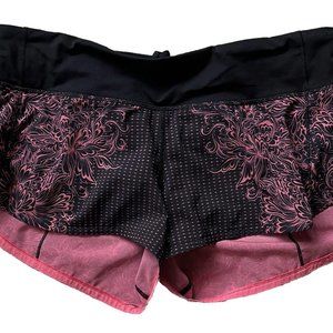 Lululemon Women Speed Up Short INSU/BLK Infinity Glossy Black Pink Floral 4 Reg